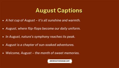 200 Cool August Instagram Captions For Pictures Informative House