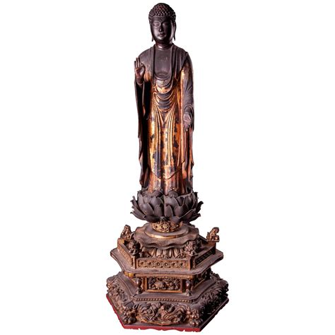 Giltwood Lacquered Buddhist Figure Of Amida Nyorai For Sale At 1stDibs