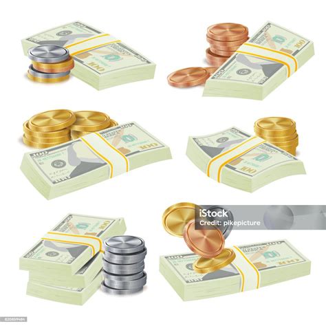 Realistic Money Stacks Vector Stock Illustration - Download Image Now - Abstract, Abundance, Art ...