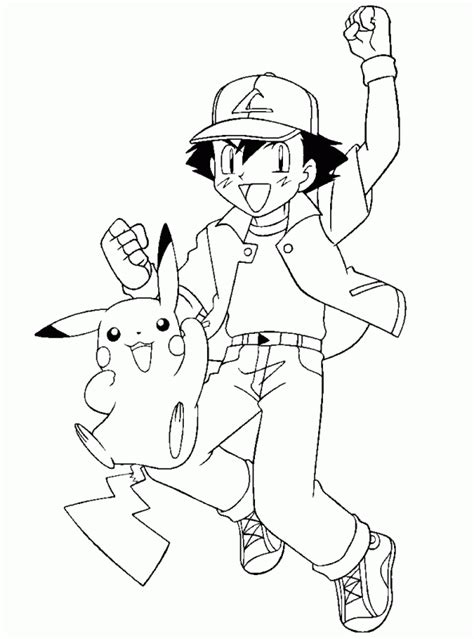 Pikachu With Ash Coloring Pages