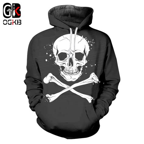 Ogkb Hoodies Black Womenmens Cool Print Skeleton 3d Sweatshirt Bone