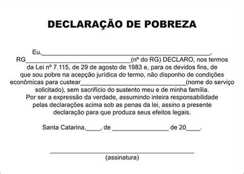 Declara O Ou Atestado De Pobreza Modelo Para Qu Serve