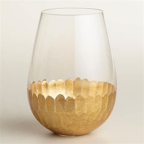 Gold Stemless Wine Glasses Set Of 4 Gold Wine Glasses Wine Glasses Stemless Wine Glass