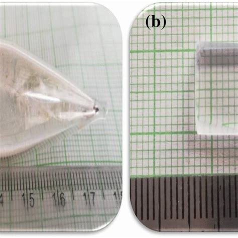 A The As Grown Tsb Single Crystal With Ampoule And B Cut And Polished