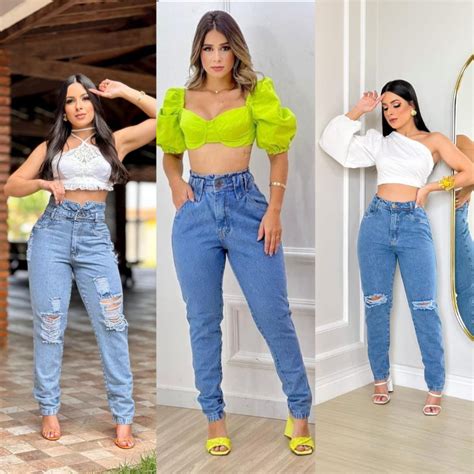 Cal A Jeans Feminino Cintura Alta Rasgada Shopee Brasil