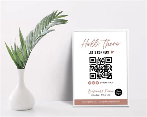 Social Media Sign Template Editable Qr Code Sign Small Business Sign