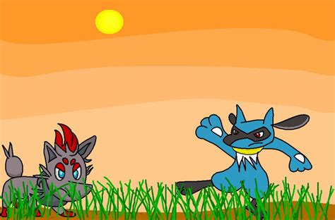 Riolu And Zorua Fighting By Sketchychick101 On Deviantart