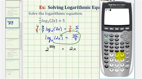 Ex Solve A Logarithmic Equation With A Fractional Exponent Youtube