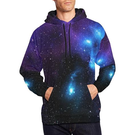 Dark Purple Blue Galaxy Space Print Mens Pullover Hoodie In 2020