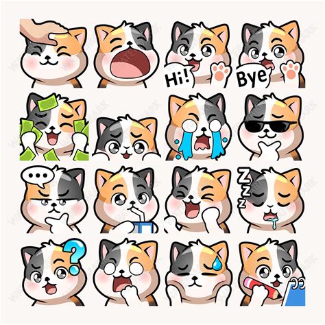 Calico Cat Emotes X 46 For Twitch Discord Emote Calico Cat Twitch