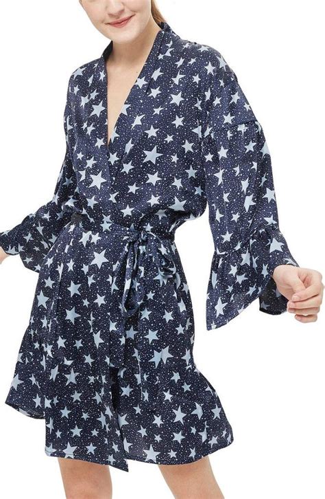 Topshop Star Satin Robe Short Gown Dress Long Sleeve Dress Last