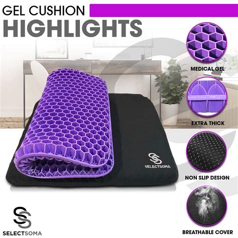 Purple Gel Seat Cushion For Long Sitting Back Sciatica Hip