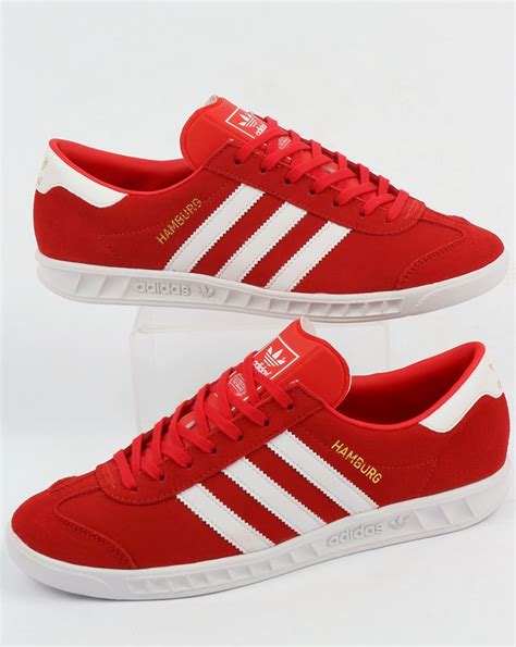 Adidas Hamburg Trainers Redwhiteoriginalsshoesmenssneakers