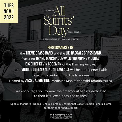 The Annual All Saints Day Commemoration New Orleans