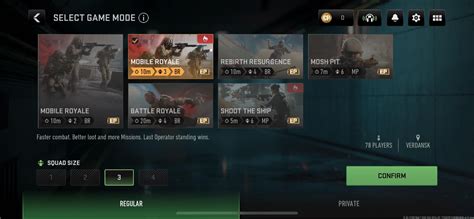 game mode selection changed rwarzonemobile