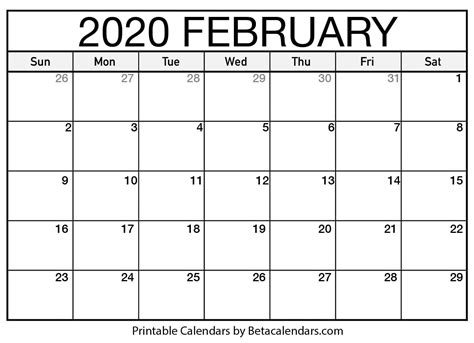 Calendar Week February 2020 | Month Calendar Printable