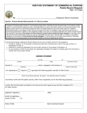 Fillable Online Gilacountyaz Commercial Public Records Request Form