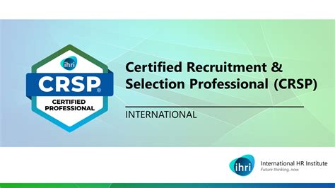 Certified Recruitment and Selection Professional (CRSP) Certification Program – International HR ...