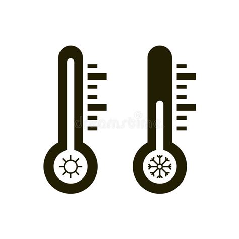 Hot And Cold Thermometer Icons Stock Illustration Illustration Of