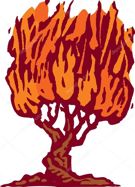 Woodcut Illustration Of Burning Bush Stock Vector Image By ©ronjoe