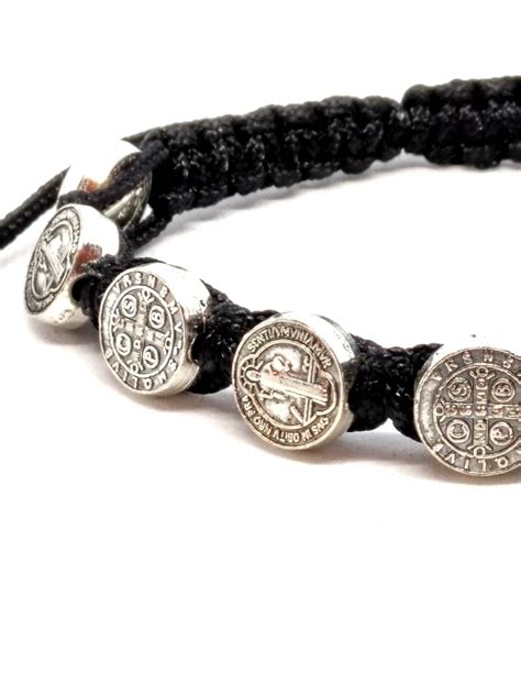 St Benedict Bracelet Macrame Cord With Metal Medals Piety Stall