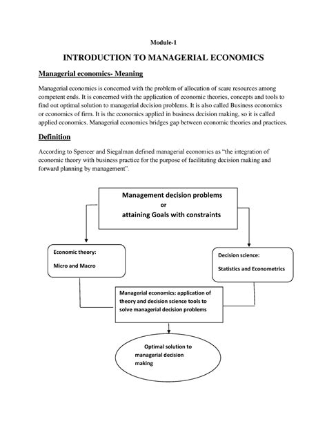 Managerial Economics Module 1 Module Introduction To Managerial