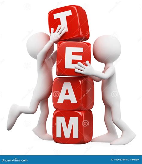 3d White People Men With A Dice Pile Team Work Concept Stock