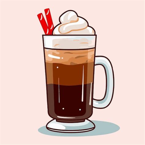 Premium Vector A Glass Of Iced Coffee With Whipped Cream On Top