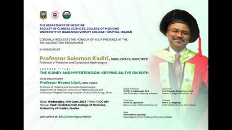 Valedictory Programme In Honour Of Professor Solomon Kadiri Youtube