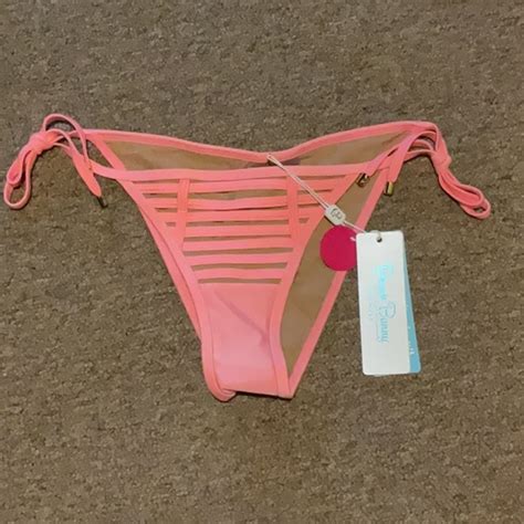 Beach Bunny Swim Beach Bunny Swimwear Coral Strappy Bikini Bottom Swimwear Tie Side Hard