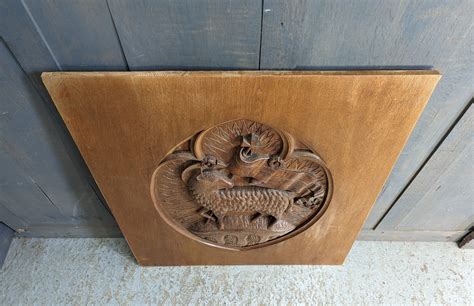 Large Religious Carved Oak Wall Plaque Of The Lamb Of God