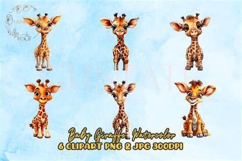 Baby Giraffe Watercolor Clipart Graphic By Gunpate Creative Fabrica