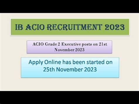 Ib Acio Notification Out Ib Aco Syllabus Salary Exam