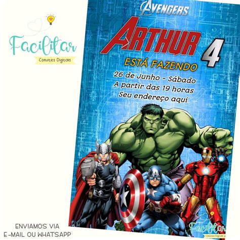 Convite Digital Avengers Elo Produtos Especiais