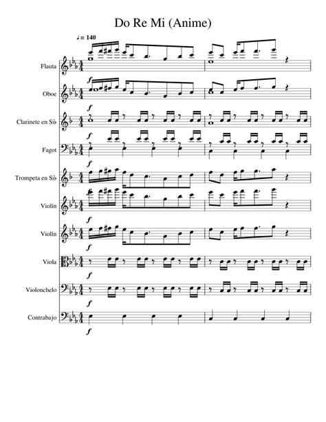 Do Re Mi Anime Sheet Music For Flute Clarinet Violin Oboe Download Free In Pdf Or Midi