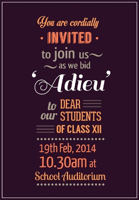 Farewell Party Invitation For Students Check More At