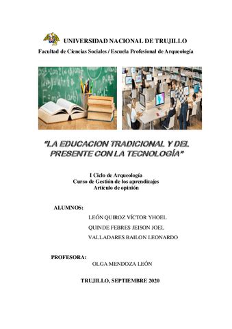 La Educacion Tradicional Y Del Presente Con La Tecnologia Pdf