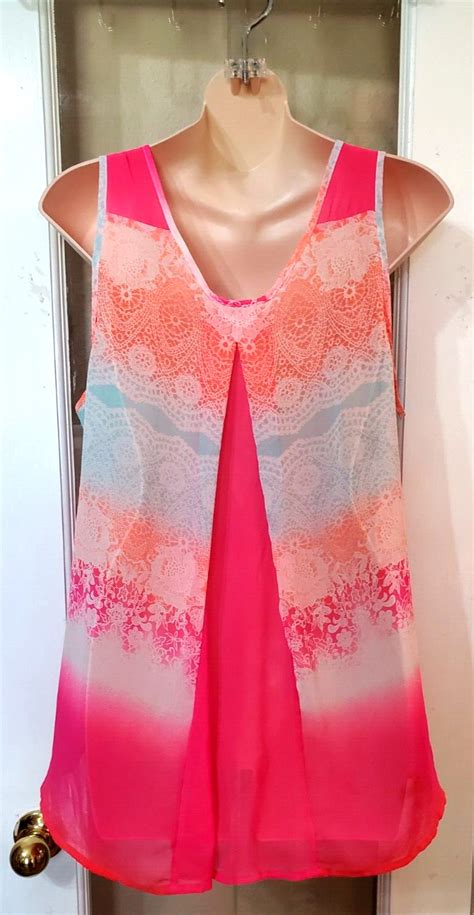 Womens Candies Pink Sheer High Low Sleeveless Cami T… Gem