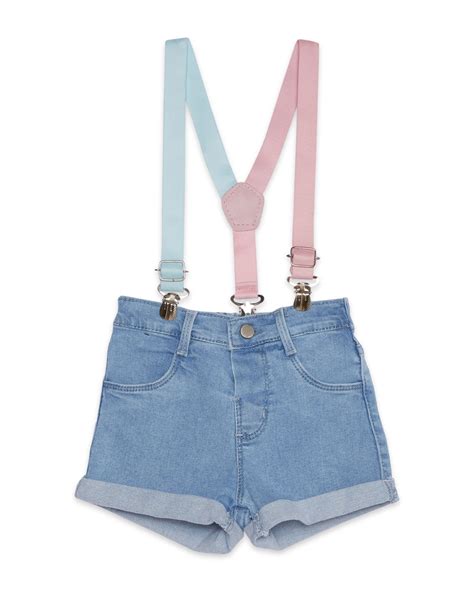 Riachuelo Short Jeans Infantil Suspens Rio Colorido Denim Claro