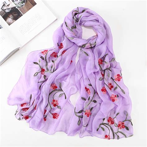 Buy Women Embroidery Chiffon Hijab Wrap Shawls Headband Muslim Hijabs