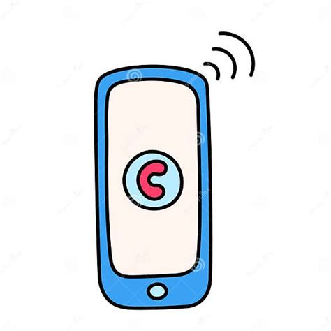 Smartphone Doodle Icon Hand Drawn Sketch Electronic Gadget With