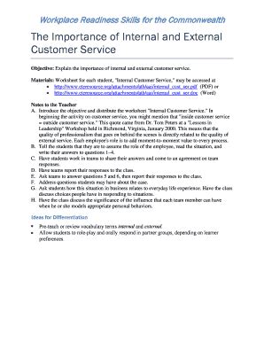 Fillable Online The Importance Of Internal And External Customer