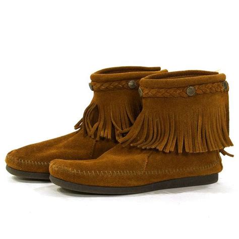 Minnetonka Ankle Moccasins With Fringe In Brown Suede Women S Sz