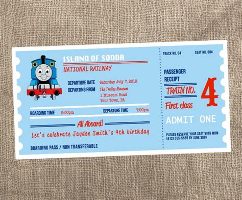 Thomas the Train Ticket Printable Invitation