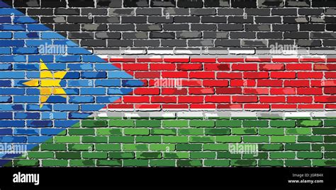 Flag Of South Sudan On A Brick Wall Illustration South Sudan Flag On