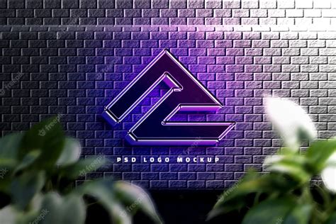 Premium Psd 3d Neon Logo Mockup Or 3d Realistic Neon Logo Mockup On