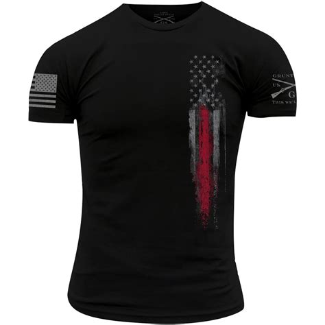 Grunt Style Grunt Style Red Line Flag T Shirt Black