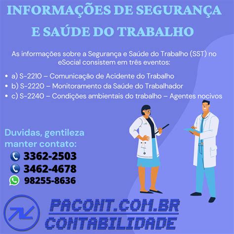 Informa Es De Seguran A E Sa De Do Trabalho Sst No Esocial Pacont