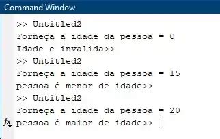 Escreva codificações Matlab para determinar se uma pessoa é