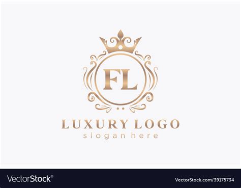 Initial Fl Letter Royal Luxury Logo Template Vector Image